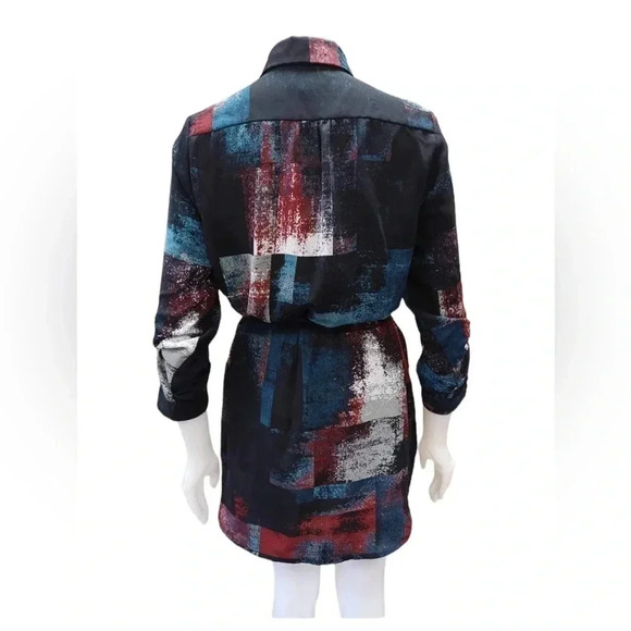 Le Chateau Shirt Dress  Teal Plum Burgundy Size Medium - Picture 2 of 9